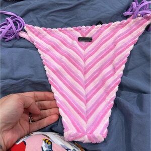 Triangl pink, purple striped terry cloth bikini set small